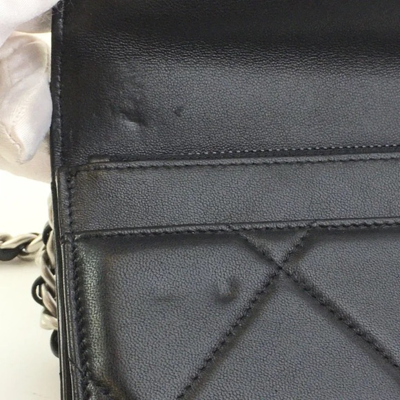 Chanel 19 Wallet On Chain (WOC) Black Lambskin With Gold and Silver Hardware - Picture 12 of 16